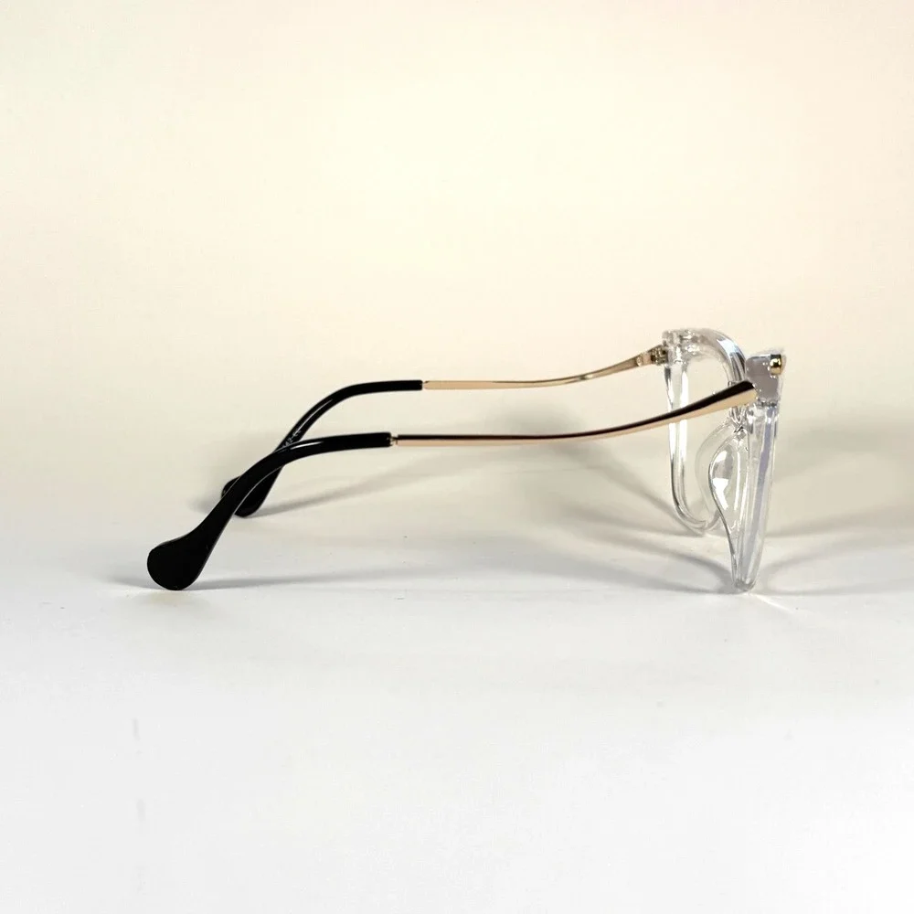 Unbranded W68064 Cat Eye Eyeglasses Frame Only 54-19-142 Clear Gold Full Rim